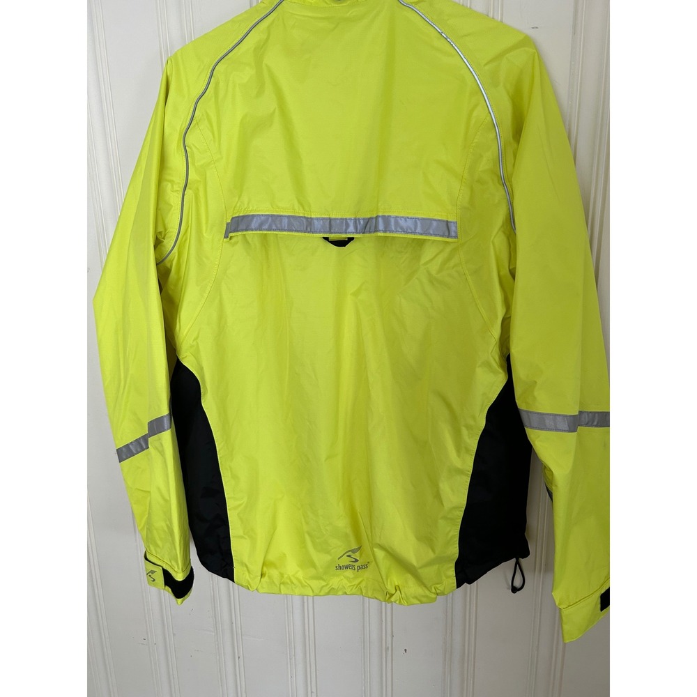Showers Pass Mens Large Neon Yellow Reflective Cycling Rain Jacket Windbreaker - Picture 4 of 9